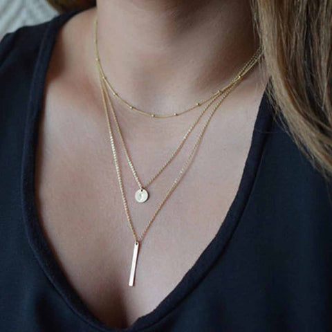 Bar Coin Necklace Clavicle Chains