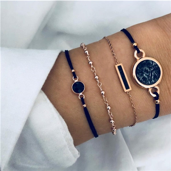 ZORCVENS Bohemian Black Beads Chain Bracelets