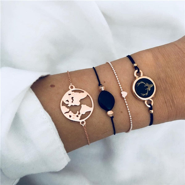 ZORCVENS Bohemian Black Beads Chain Bracelets