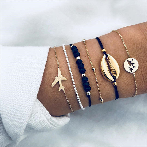 ZORCVENS Bohemian Black Beads Chain Bracelets