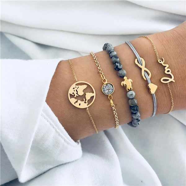 ZORCVENS Bohemian Black Beads Chain Bracelets