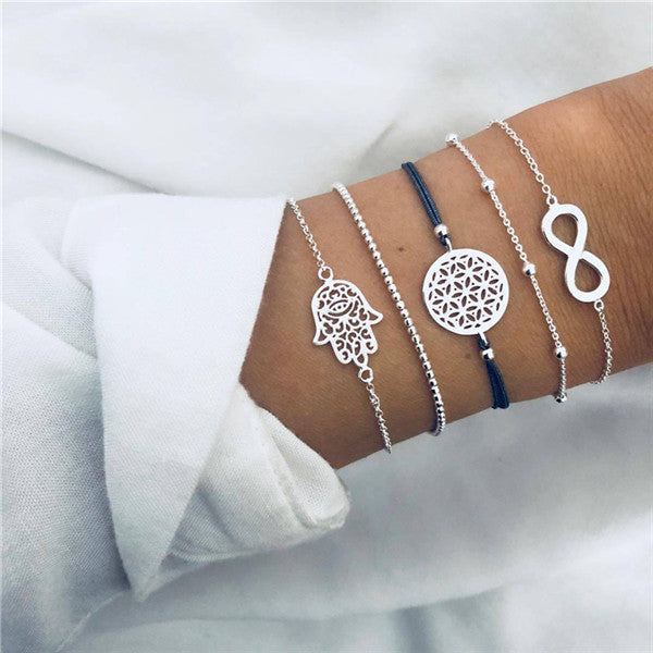 ZORCVENS Bohemian Black Beads Chain Bracelets