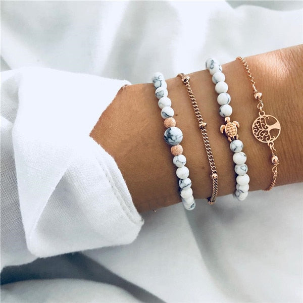 ZORCVENS Bohemian Black Beads Chain Bracelets