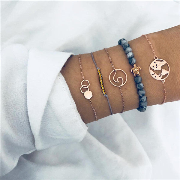 ZORCVENS Bohemian Black Beads Chain Bracelets