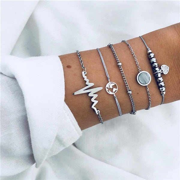 ZORCVENS Bohemian Black Beads Chain Bracelets