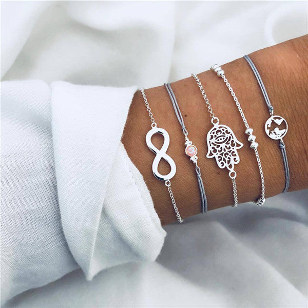 ZORCVENS Bohemian Black Beads Chain Bracelets