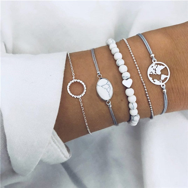 ZORCVENS Bohemian Black Beads Chain Bracelets
