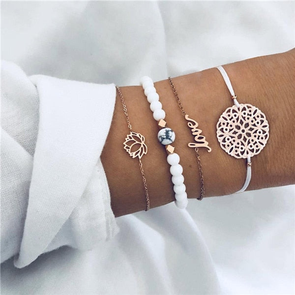ZORCVENS Bohemian Black Beads Chain Bracelets