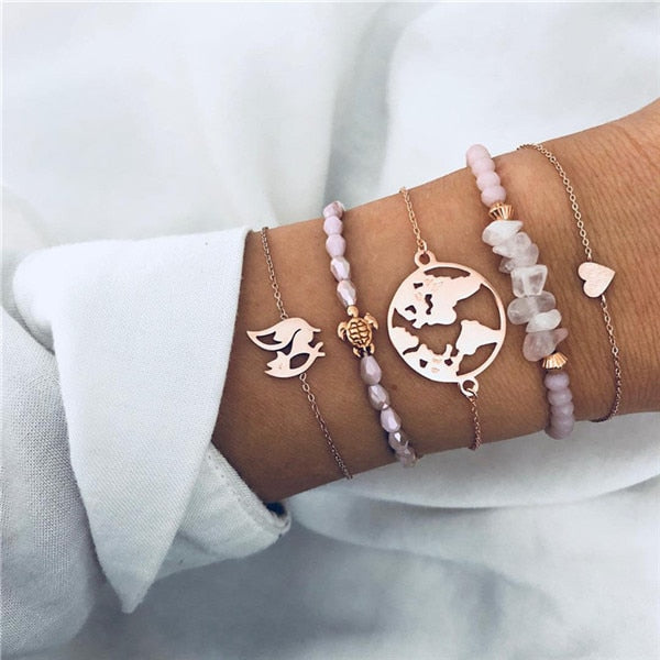 ZORCVENS Bohemian Black Beads Chain Bracelets
